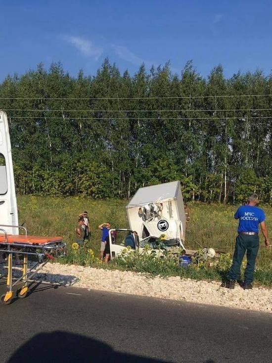 На трассе в Пензенской области грузовик слетел с дороги