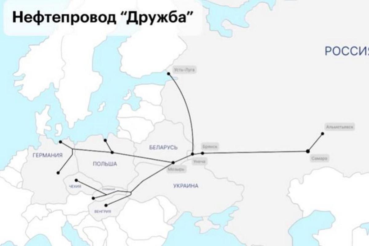 Нефтепроводы украины карта