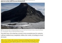 В Швейцарии Голая скала появляется между ледниками Scex Rouge и Tsanfleuron, поскольку они тают с ускоренной скоростью
