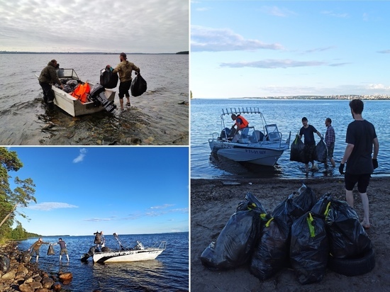 В Карелии добровольцы расчистили берег Онежского озера