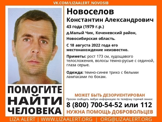 В Новосибирской области пропал мужчина в трико с лампасами