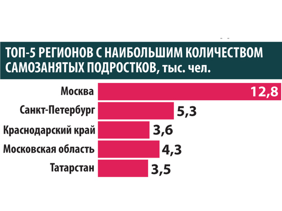 Москва заняла первое место в России по количеству самозанятых подростков