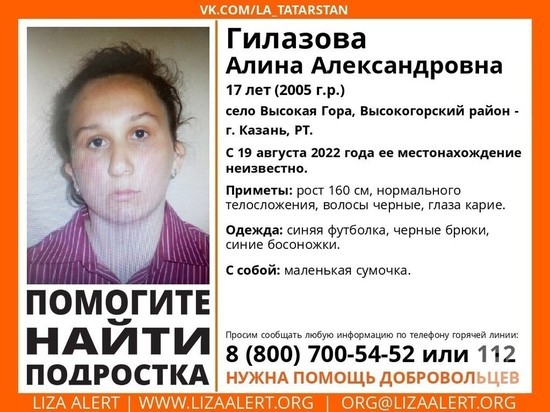 Пятые сутки в Татарстане ищут пропавшую девушку