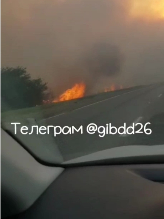 Трассу «Кавказ» под Ставрополем накрыло дымом с горящих полей