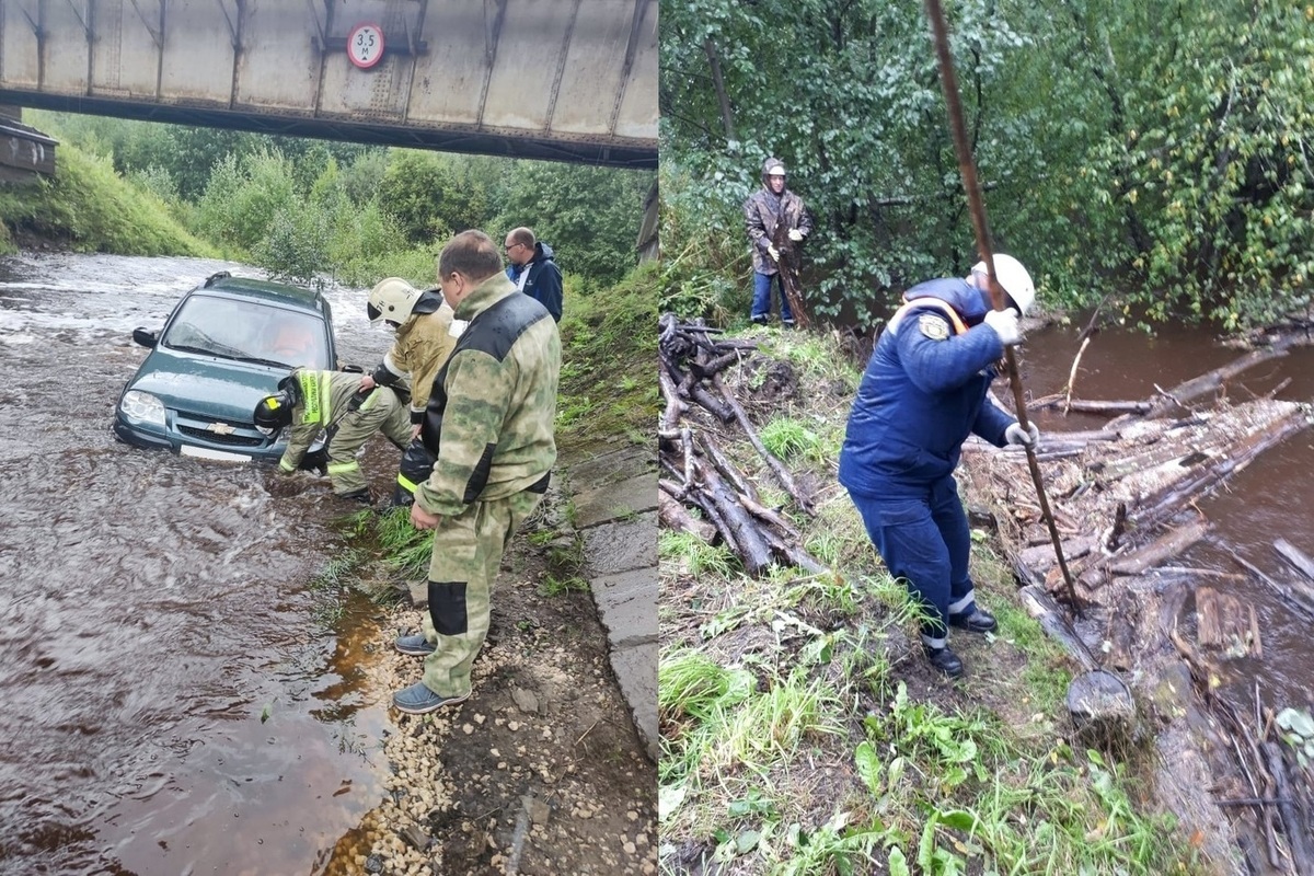 Спасатели Карелии вытаскивали автомобили из воды и очищали русло реки - МК  Карелия