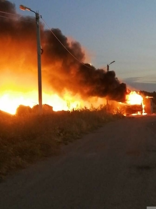 В Татарстане произошел крупный пожар на территории бывшего конезавода