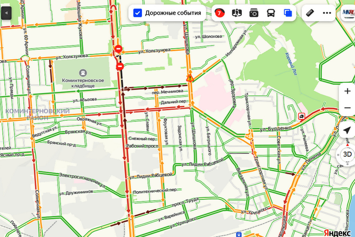 Карта города воронежа с пробками