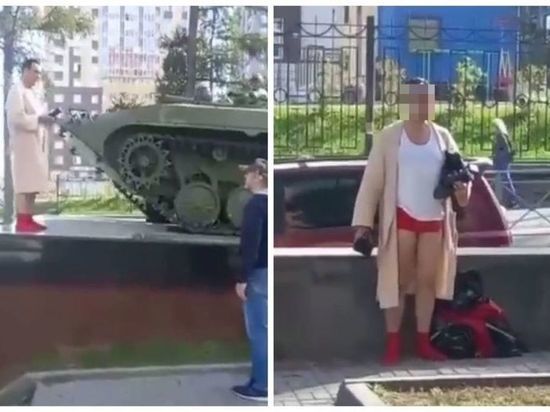 «Засунем куда надо»: новосибирцев возмутила полуобнажённая фотосессия мужчины в красном у памятника