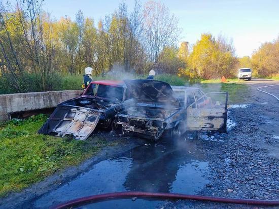 Огонь жестоко расправился с двумя «ВАЗами» в Кандалакшском районе