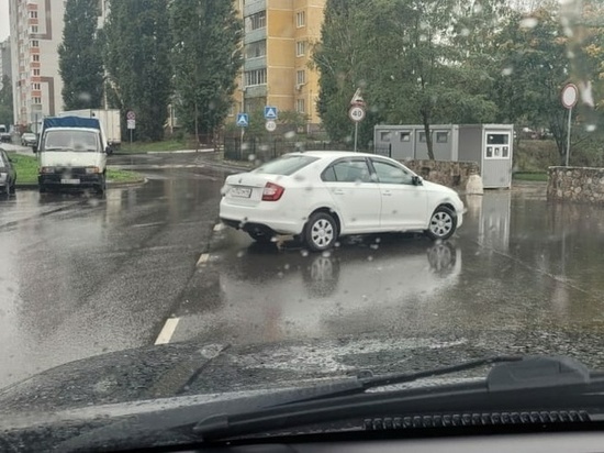 В Курске автохам припарковался посреди дороги в районе Ермошкина озера
