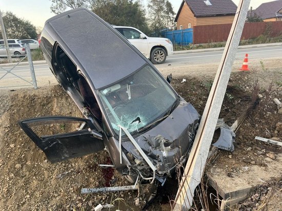 22-летний водитель Toyota Wish влетел в столб в Южно-Сахалинске