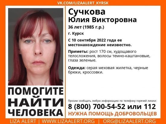 В Курске начались поиски пропавшей 10 сентября 36-летней женщины