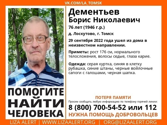 Потерявшегося пенсионера ищут в Томске
