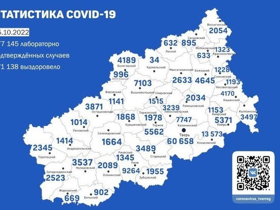 Обновилась карта коронавируса Тверской области