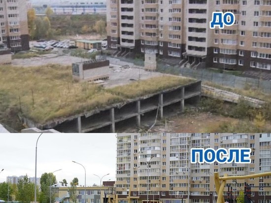 Двор с обрушившейся парковкой отремонтировали в Казани