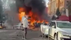 По Киеву нанесены удары: видео горящих зданий