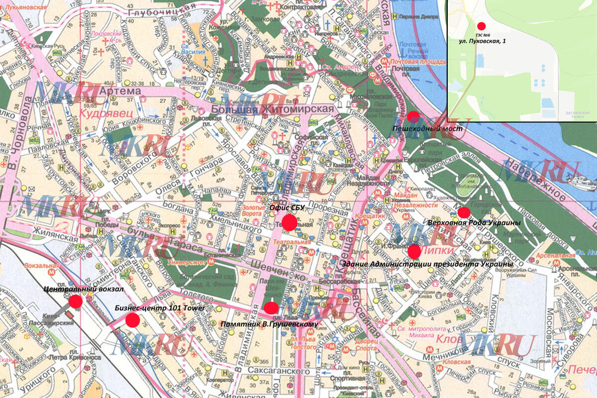 Карта ударов по киеву