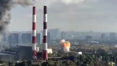 Момент обстрела ТЭЦ в Киеве попал на видео