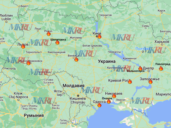 Опубликована карта новых ударов по объектам инфраструктуры Украины