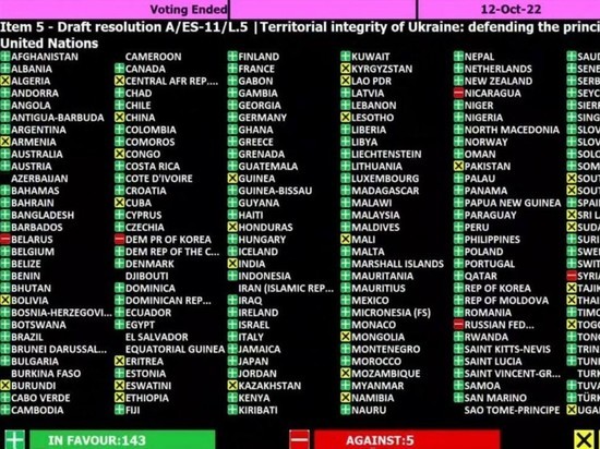 ГА ООН приняла не признающую референдумы антироссийскую резолюцию