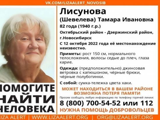 Пенсионерку с возможной потерей памяти разыскивают в Новосибирске