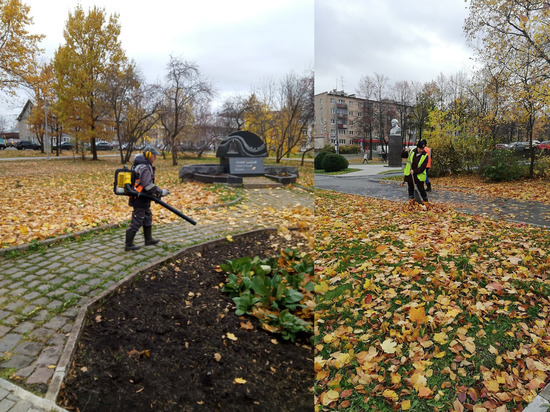 Опавшая листва покидает пешеходные дорожки и лестницы Петрозаводска