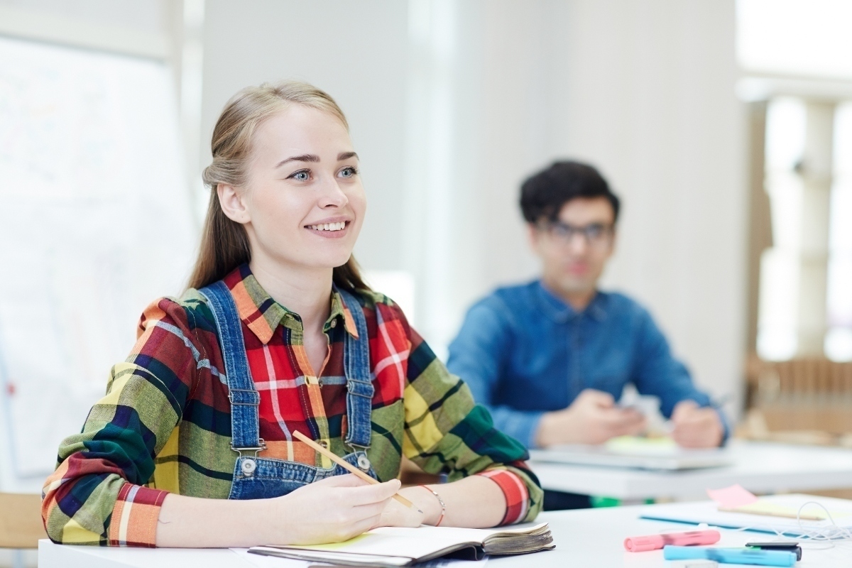 A teacher after a student photo.