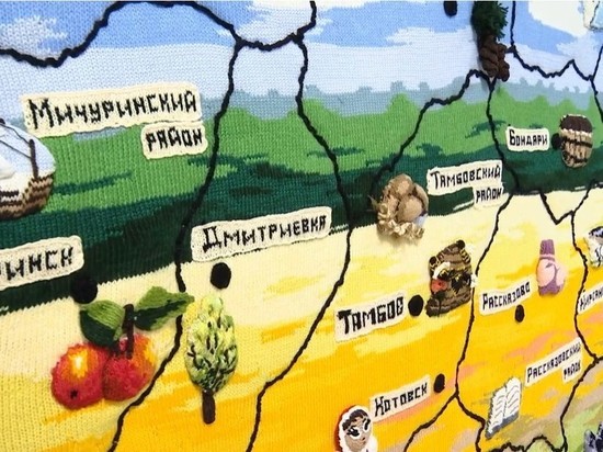 Вязаную карту Тамбовской области передали на хранение в ТГУ имени Державина