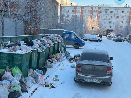 В Новом Уренгое водителю мусоровоза пришлось таскать баки на руках из-за припаркованных рядом авто