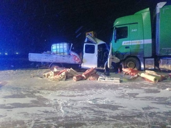 Под Новым Уренгоем двое пострадали в лобовом столкновении грузовиков