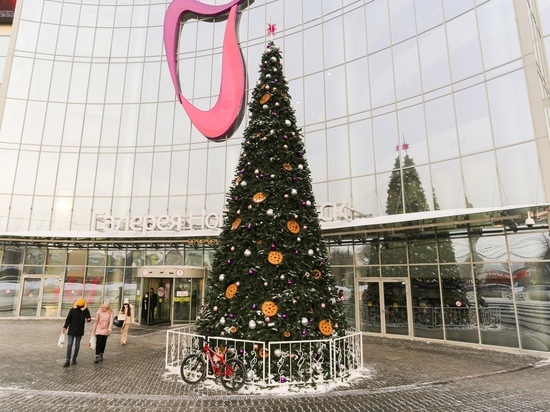Первая новогодняя елка появилась около ТЦ «Галерея Новосибирск»