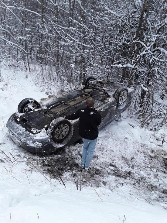 Снегопад и опасный поворот стали причиной ДТП в Стругокрасненском районе