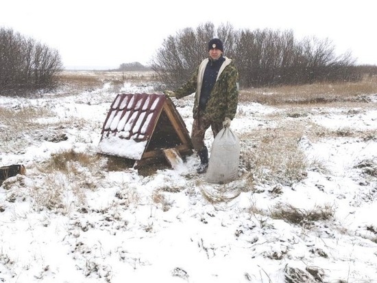 Охотники Знаменского района установили новые зимние кормушки для диких животных