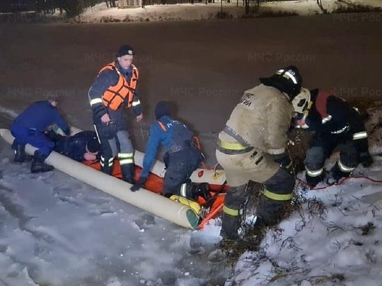 В Обнинске спасатели вытащили провалившегося под лед пешехода
