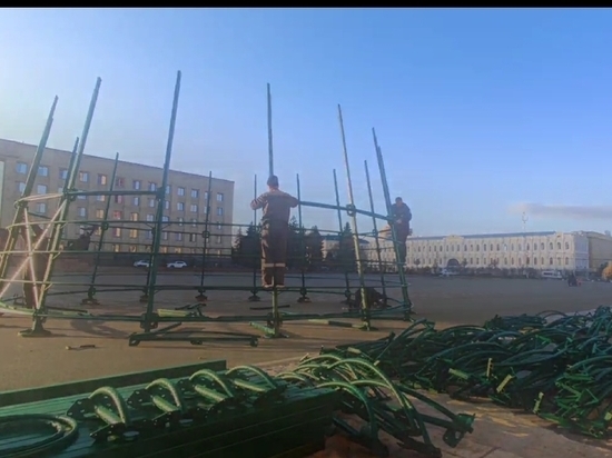 В солнечном Ставрополе монтируют главную елку