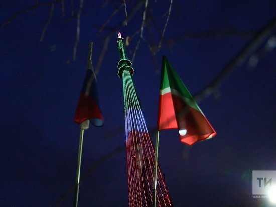 Телебашню в Казани осветят в оттенки татарстанского флага
