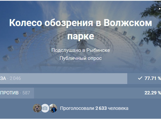 Жители Рыбинска в социальных сетях голосуют за колесо обозрения