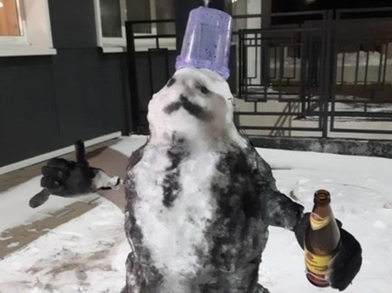 Черный снеговик удивил жителей Одинцово