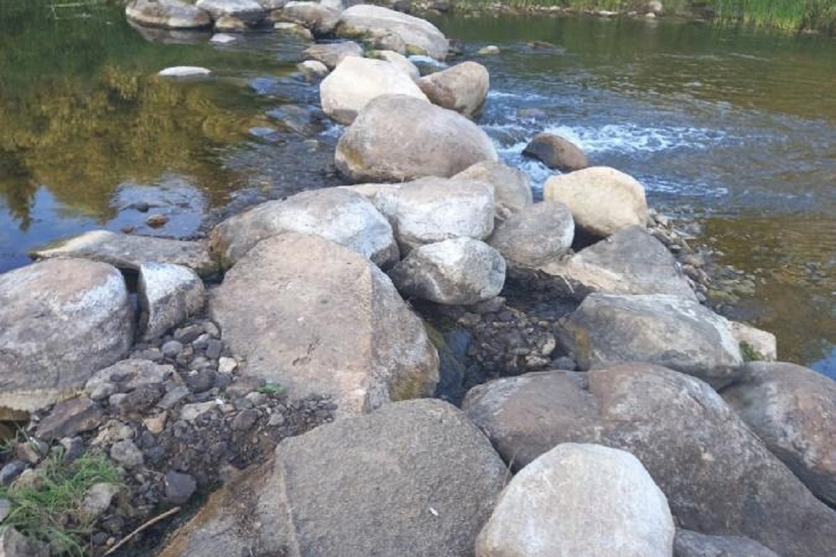 Река Логовежь Тверская область. Камни в русле. Перегородить реку. Перегородили реку плотиной.