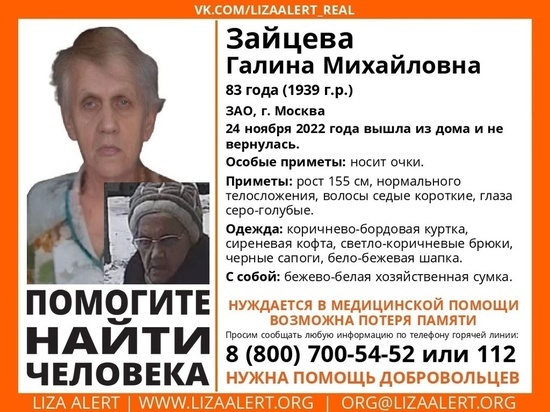 В Тамбовской области ищут пропавшую без вести пенсионерку из Москвы