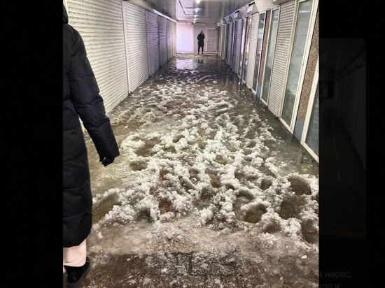 В Белгороде подземный переход утонул в «снежной каше»
