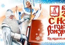 На плакатах изображены главные сказочные персонажи — Дед Мороз и Снегурочка