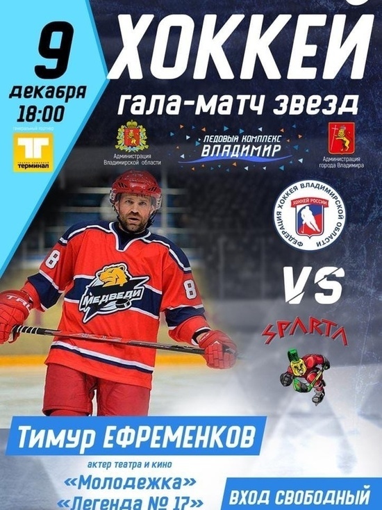 A hockey gala match will be held in the ice complex in Vladimir