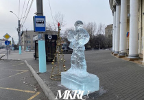 Одна из ледовых скульптур, которые начали появляться в Чите накануне нового года, успела пострадать, предположительно, от рук вандала