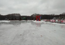 Текущие погодные условия (дождь и оттепель) отрицательно сказались на качестве ледового покрытия в Центральном парке города Тулы