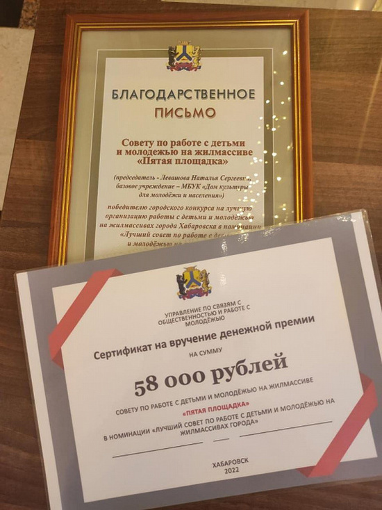 Пятая площадка стала лучшим микрорайоном Хабаровска по работе с детьми и молодежью