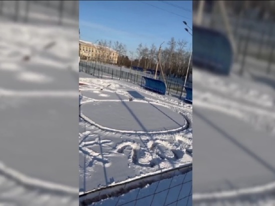 В Благовещенске дети и родители создали снеговика размером со стадион