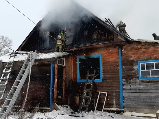 В деревне под Архангельском горел частный дом