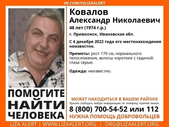 В Ивановской области с 4 декабря не могут найти седовласого мужчину
