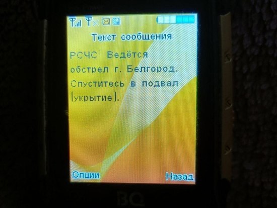 Жители Белгорода получили смс с просьбой спуститься в укрытие